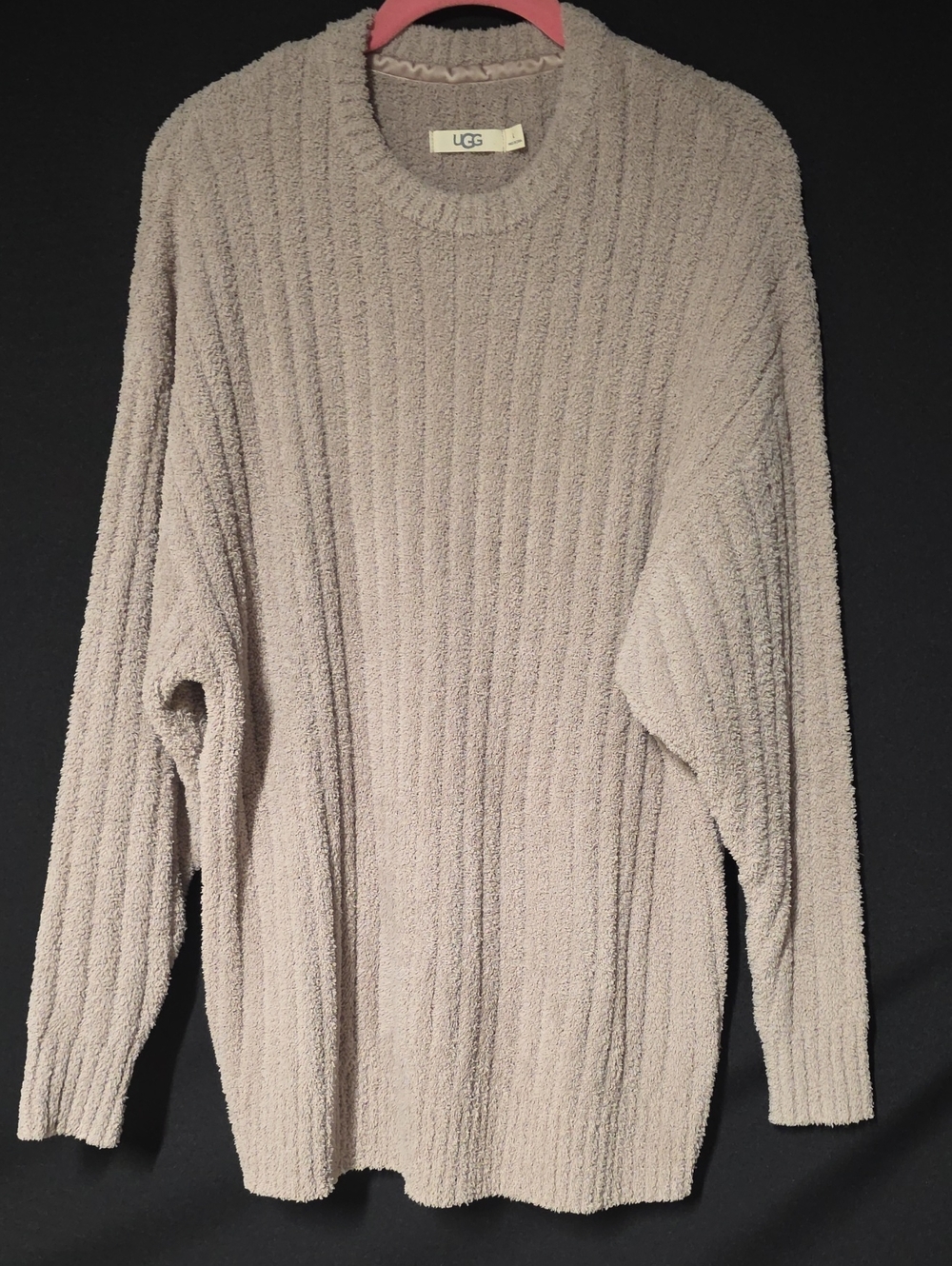 UGG Women's Taupe Ribbed Plush Crewneck Sweater